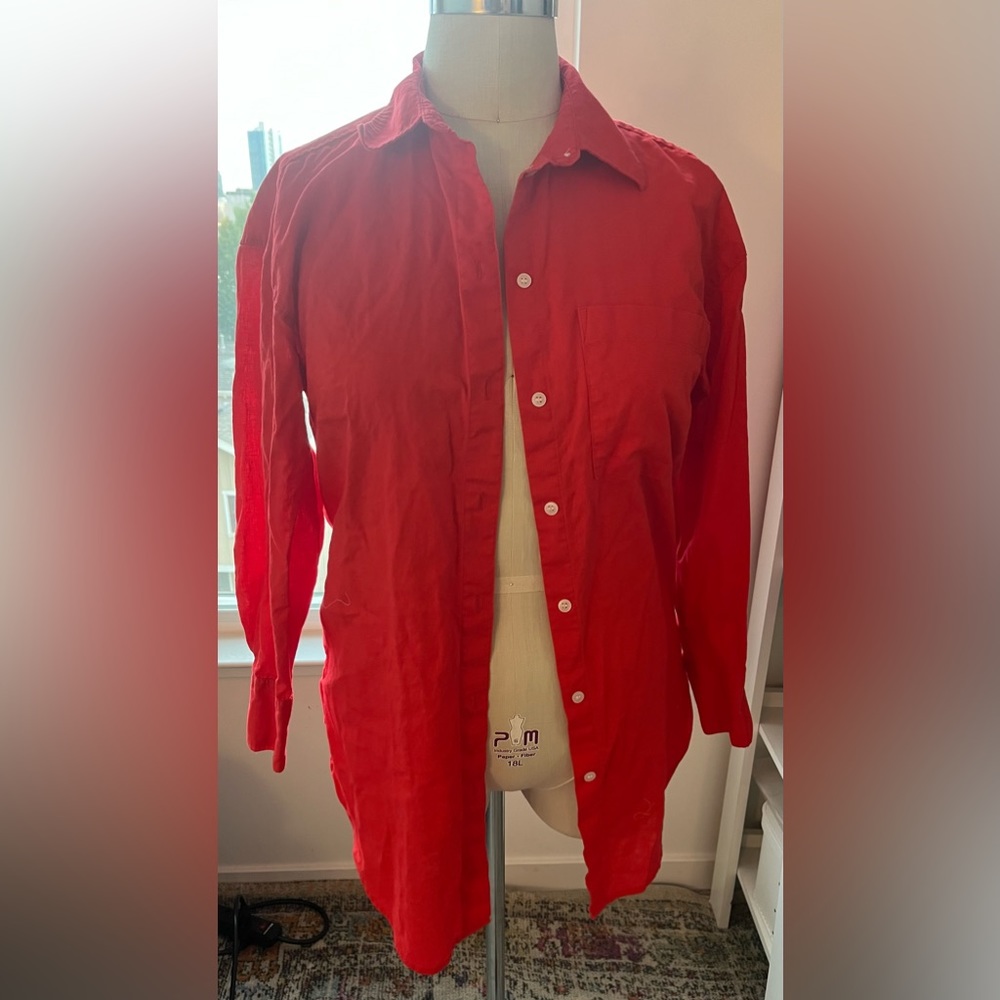 Red Linen 2 pc Set - Picture 3 of 4